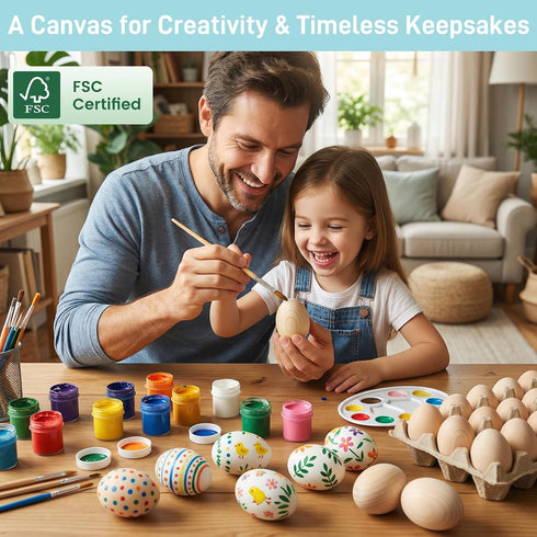 24 SallyFashion PCS Wooden Eggs for Crafts, Fake Easter Eggs for Children Paint DIY Game, Kitchen Decoration Adornment