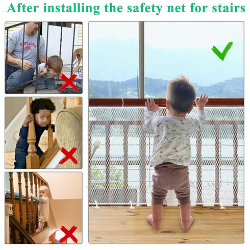Child Safety Net, Durable Banister Guard for Baby Safety Stairs Railing, Balcony Cribs - Easy to Install Stair Netting