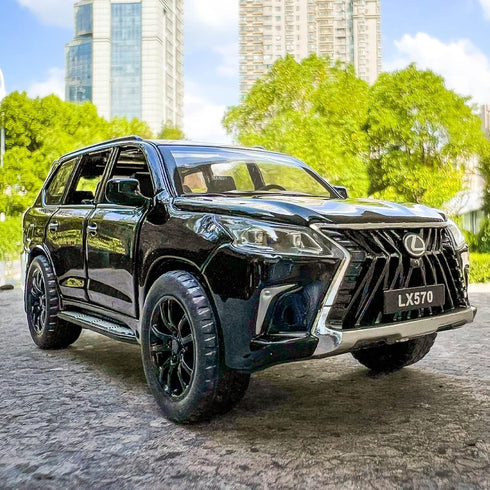 BDTCTK 1/32 Lexus LX570 Off-Road Luxury SUV Model Car, Zinc Alloy Pull Back Toy with Sound and Light (Black)