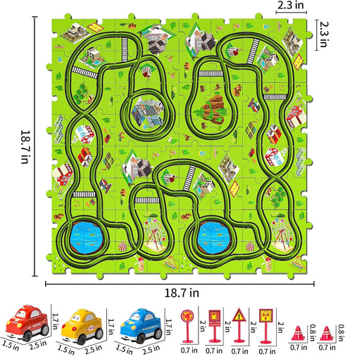 64 Set 3 4 5 6 3-5 3 1-3 2-4 4-6 JUKUDAHU Pieces Puzzle Race Track Car Toys for Year Old Boys - Puzzle Tracks Car Toys