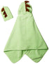 Little Ashkim Set:Toddler, 2T- 5T Dino Hooded Turkish Towel and Mitten Green