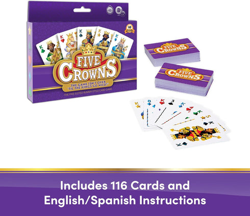 PlayMonster Five Crowns - 5 Suited Rummy-Style Card Game, The Game Isn't Over Until the Kings Go Wild!
