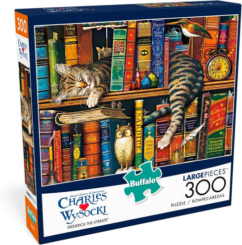 Buffalo Games - Charles Wysocki - Frederick The Literate - 300 Piece Jigsaw Puzzle for Adults, Finished Size 21.25 x