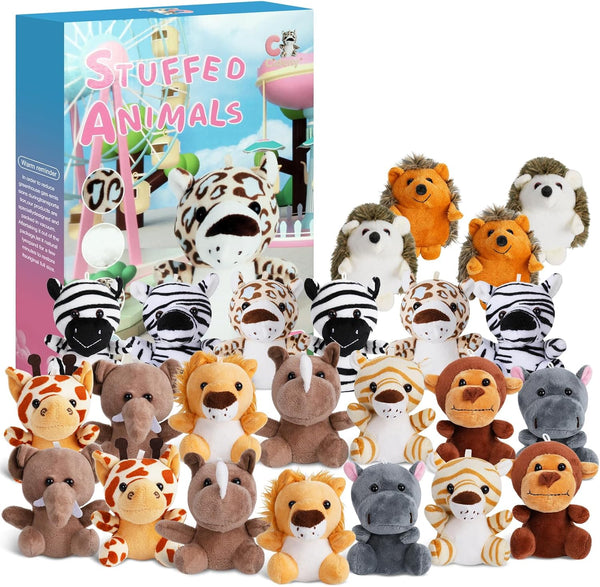 cideny Easter Basket Stuffers, 24 Pieces Cute Plushies, 4.5 Inch Mini Forest Animal