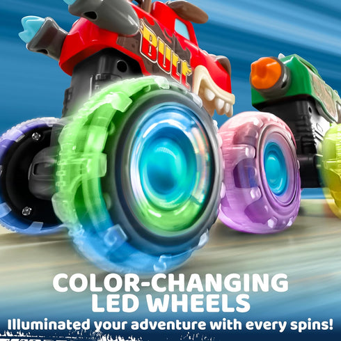 JOYIN 3 Pack Monster Truck Toy - Motion Activated Light-Up Cars for Toddlers, Press & Go Cars for Boys Girls
