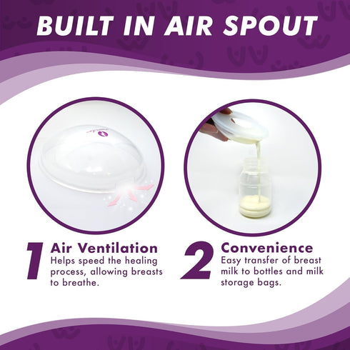 Mommyz (4 Pack) Love Breast Shells & Milk Catcher for Breastfeeding No Plugs - Breast Milk Catcher to Relieve & Protect