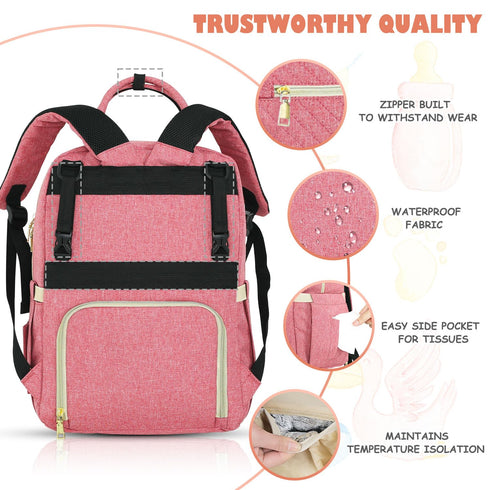 Backpack, Backpack Tenot Baby Diaper Bag Travel Diaper Bags for Babys Girl Boy Large Capacity Baby Bag for Women Pink