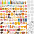 150Pcs Miniature Food Drinks Bottle Toys Mixed for Dollhouse Kitchen Accessories, Fake Resin Play Tableware 1/12 Micro