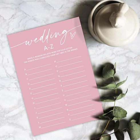 Pink Theme Bridal Shower Games for 25 Guests - Wedding A-Z Games, Advice Cards, Reception Supplies