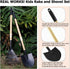 Set, 2-Piece 28 Inch Kids Garden Tool Rake and Shovel with Wooden Handles, Long, Black Metal Gardening Tools for Boys