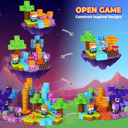 ORZbb 3-13 Magnetic Blocks, Kids Magnetic Building Cubes Toys for Year Old Boys Girls, Montessori Sensory STEM Toddler