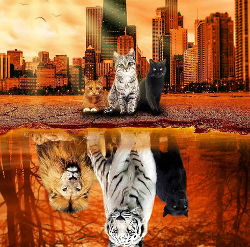 Jigsaw Puzzles 1000 Pieces for Adults, Cat Tiger Puzzle, Unique Difficult Large Puzzle Game Gift