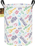 HUNRUNG Collapsible Fabric Storage Basket, Waterproof Laundry Hamper with Handles, Round Storage