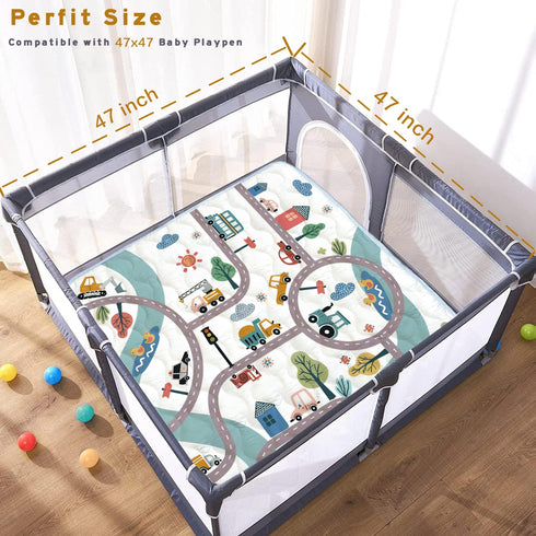 ZNVYPPD 47x47 Tummy (Car,47x47) Baby Play Mat, Play Mat for Playpen, Thick Soft Cushioned Baby Mat for Floor, Non-Slip
