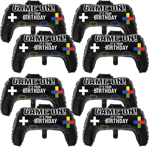 Gejoy 8 Pcs Video Game Party Balloons, 23.6 x 15.7 Inch Aluminum Foil Balloons for Gamer Birthday Decoration