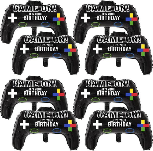 Gejoy 8 Pcs Video Game Party Balloons, 23.6 x 15.7 Inch Aluminum Foil Balloons for Gamer Birthday Decoration