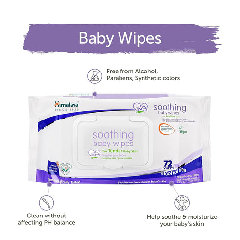 Himalaya Soothing Baby Calming Wipes for Soft, Clean, Sensitive Skin, 72 Wipes (6 Pack)