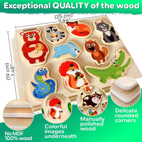 1-3 3xSET 2-4 3-5 QUOKKA Wooden Puzzles for Toddlers Toddler Puzzles Ages Montessori Animal Chunky Puzzle for Kids Wood