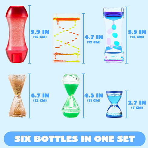 6 JOYIN Pcs Sensory Fidget Tubes for Kids with Autism, Calming Water Sensory Bottles for Stress Relief, Quiet Fidget