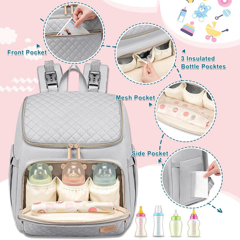 Backpack Backpack,Baby Straps,5 Weitars Diaper Bag Large Baby Diaper Bag with Changing Pad Travel Diaper Bag for Boys