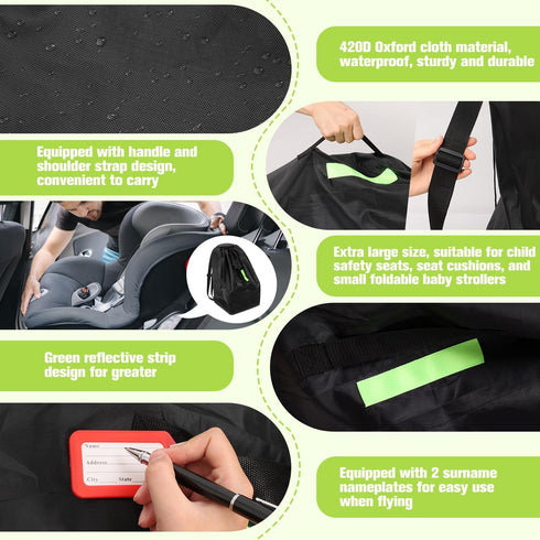 Sublaga 2pcs Car Seat Bags For Airplane Travel, Durable Carseat Cover For Air Travel Car Seat Travel Bag with Shoulder