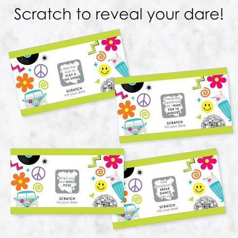 Big Dot of Happiness Through The Decades Party Game Scratch Off Dare Cards - 50s, 60s, 70s, 80s, 90s - 22 Count