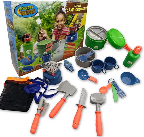 Camp Cookout Set - Exciting 15-Piece Camping Set for Kids, Perfect Outdoor Play Toy for Toddlers and Preschoolers