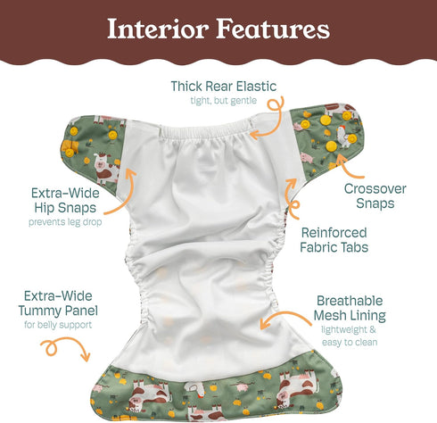 7-60lbs, 3 Pack, Kinder Cloth Diapers Reusable Baby Diapers Pocket Style Athletic Wicking Jersey, Bamboo Viscose