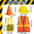 Geyoga 24 Set 6 Pcs Kids Construction Worker Costumes Includes Pcs Construction Vest, Cones, Hat, Dress up Bag for Kids