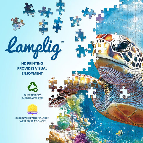 1000 1000 Puzzles for Adults Pieces- Sea Turtle Puzzle Piece, Challenging Ocean Jigsaw Puzzles with Letter on Back