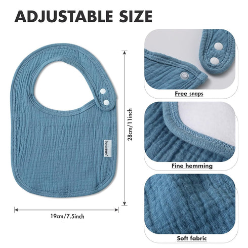 5 Pack Muslin Bibs for Baby Boys Girls,Organic Muslin Baby Bib for Drooling and Teething,Soft Bandana Drool Bibs