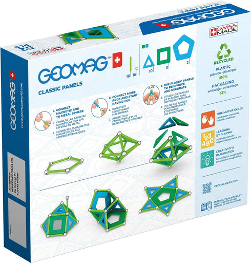 GEOMAG Magnetic Toys | 52 Piece STEM Educational Building Set for Kids | 100% Recycled Plastic | Storage Box | Age 5+