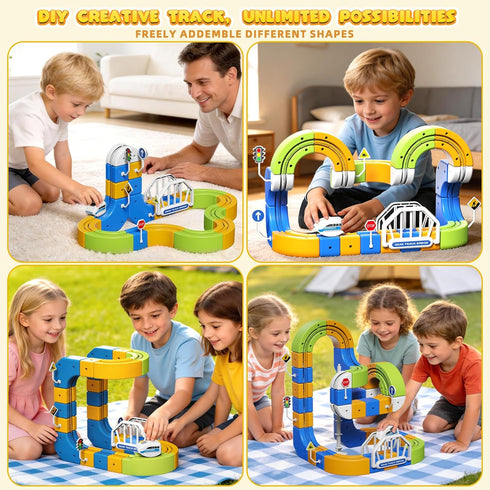 Set 3-8, 124PCS(36Track +1 3D Fortand Electric Train Flexible Racetrack for Kids Train) Train Track Gravity-Defying