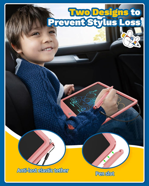 TEKFUN 12in LCD Writing Tablet for Girls, Erasable Doodle Board with Stylus, Mess Free Coloring Travel Toys for 3-7