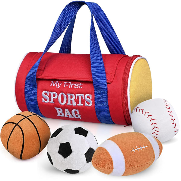KMUYSL Baby Toys 0-12 Months, My First Sports Bag Plush Toy -