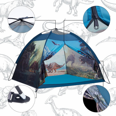 Dinosaur Kids Play Tent: 61”x61”x45” Realistic Indoor & Outdoor Pop Up Play House for Boys & Girls Age 3-12