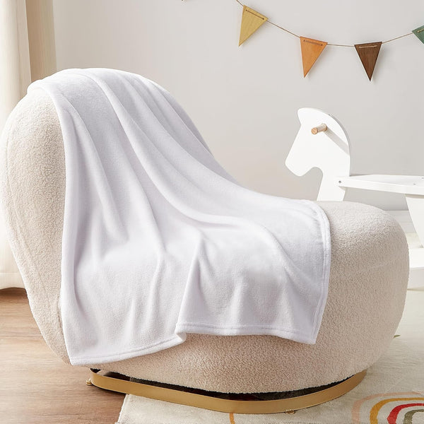 BEDELITE Baby Blankets for Boys and Girls - 30" x 40", Soft Cozy Fuzzy Fleece Blanket for Kids, White