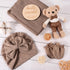 Set AQOKKA Newborn Receiving Blanket with Bow Hat Mittens Wooden Card Wheat-Pattern Newborns Toddler Baby Boy Girl