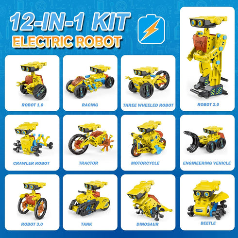 12-in-1 8-12 8 9 10 11 12 13 14 AESGOGO Electric Robot Kit, STEM Projects Toys for Kids Age Birthday Gifts, DIY