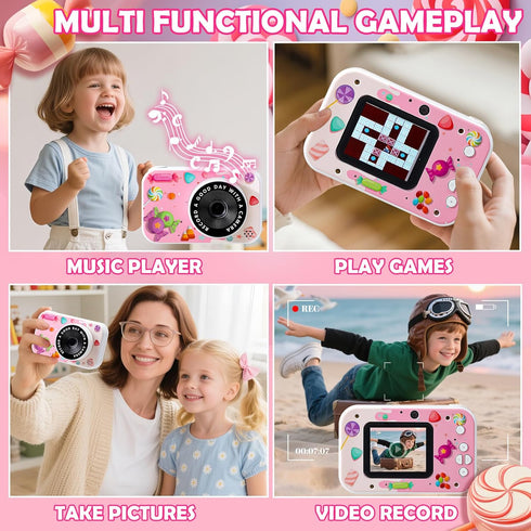 GydEuphranor 3-12 1080P 16GB Kids Digital Camera for Boys and Girls Ages - Selfie Dual Lens Camera with SD Card