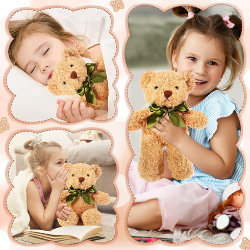 HyDren 12 Pieces Soft Plush Toy Bears, Operation Christmas Bears with Ribbon Bow for Birthday, Valentine's Day