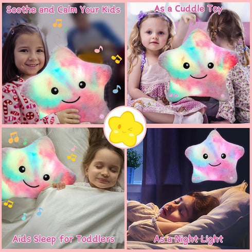 Toddlers,14" 3 4 5 6 7 8 9 10 Subao Sensory Toys for Toddler Pillow with Light & Music,Plush Star Night Light for Kids