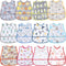 12 Pcs Baby Waterproof Bibs with Food Catcher, Adjustable Snaps Feeding Bibs for Toddlers (6 to 36 Months)