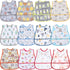 12 Pcs Baby Waterproof Bibs with Food Catcher, Adjustable Snaps Feeding Bibs for Toddlers (6 to 36 Months)