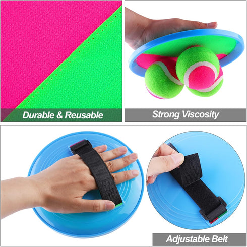 Aneco Toss and Catch Paddle Game Set, 6 Paddles and 6 Balls with Storage Bag, Disc Paddles Sport Game