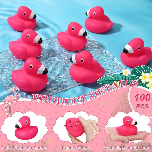 Honoson Flamingo Rubber Duckies, 50 Pcs - Pink Floating Bath Toys for Baby Shower Party Favors & Classroom Prizes
