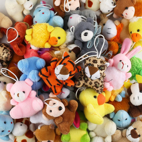 32 Piece Mini Plush Animal Toy Set, Cute Small Animals Plush Keychain Decoration for Themed Parties, Kindergarten Gift,