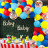 Paw Party Balloons 42 Pack, 12 Inch Red Yellow Royal Blue Latex Balloons with Confetti for Baby Shower Birthday