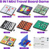 8-in-1 Set, 4 5.2'' Mini Travel Board Games Magnetic Checkers Game with Folding Magnet Board, in a Row Game, Compact