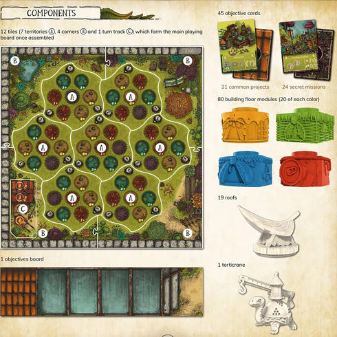 Bombyx Garden Nation - War and Building Board Game, Ages 10+, 2-4 Players, 60 Minutes